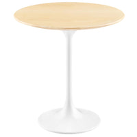 Modway Lippa 20" Round Wood Side Table - White Natural-Modern Side Table