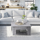HOMCOM 2 Tier Modern Coffee Table with Shelf - Wood Grain-Two tiers provide additional storage and display