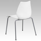 Flash Furniture – Chaise empilable Hercules en polypropylène avec cadre argenté, blanc-Siège et dossier en plastique blanc