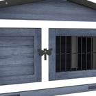 PawHut Wooden Rabbit Hutch with Ramp, Openable Roof and Pull-out Tray - Dark Grey-Metal wire is sturdy and allow you to observe your small animals 