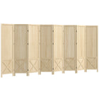 HOMCOM 8 Panel Freestanding Room Divider with Pegboard Display for Home Office - Natural Wood-Eight-panel design creates personal space or divides large rooms with ease 
