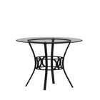 Flash Furniture - Table à manger Carlisle en verre ronde de 42 po avec cadre en métal noir-Surface en verre trempé transparent