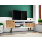 Manhattan Comfort Liberty 70.86" TV Stand, White and 3D Brown (202AMC67)-Upon Assembly, Measures: 70.86 in. Length, 26.57 in. Height, 15.19in. Depth.