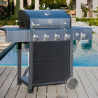 Kenmore - Barbecue au gaz à 4 brûleurs avec brûleur latéral - Noir avec couvercle en acier inoxydable-Surface de cuisson totale : 644 po².