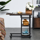 HOMCOM 31.5" Mobile Standing Desk - Brown-Easy movement from four smooth-rolling casters and brakes allow you to keep this sofa table in place 