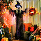 Outsunny 6' Animated Hanging Witch Halloween Decoration-Dynamic sound and light effects create an immersive, terrifying Halloween atmosphere 