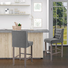 HOMCOM Tufted Armless Bar Stool High Chair - Grey - 2 Pack-Simple and elegant design is perfect for home, restaurant, or company uses