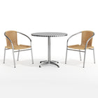 Table ronde en aluminium de 31,5 po avec 2 chaises en rotin beige, intérieur/extérieur (TLH-ALUM-32RD-020BGECHR2-GG)-6