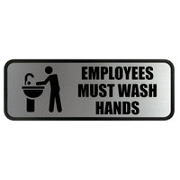 Cosco - Panneau en métal brossé Les employés doivent se laver les mains - 3 po x 9 po-Ce panneau Les employés doivent se laver les mains offre un rappel clair et professionnel pour promouvoir l’hygiène et la conformité en milieu de travail
