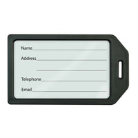 Beslayn - Étiquettes de bagages lourdes avec boucles en plastique - Couverture de fenêtre et inserts inclus - Noir - Pack de 10-Couleurs vives pour faciliter l'identification de vos bagages