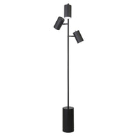 Hudson&Canal - Lampadaire Dorset 3 lumières avec abat-jour en métal - Bronze noirci/Bronze noirci-Style contemporain moderne pour votre salon, bureau, chambre ou coin lecture