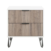 Manhattan Comfort DUMBO 20.07" Modern 2-Drawer Nightstand - White/Rustic Grey-Modern-Contemporary with a taste of Glam - Nightstand for Bedroom and Living Room Use