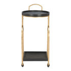 Zuo Zukei Bar Cart - Black-Oak Wood round shape tabletop