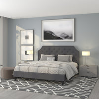 Flash Furniture - Lit plateforme Brighton très grand touffeté en tissu gris foncé-Lit de plateforme
