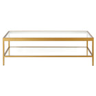 Hudson&Canal - Table basse rectangulaire Alexis , 137 cm de large, laiton-Comprend un plateau et une étagère en verre trempé