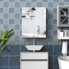 HOMCOM Wall Mount Bathroom Medicine Cabinet with Mirror and Storage - Light Lilac-Adjustable shelf inside meets your various storage needs  