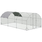 PawHut - grande cage à poules en métal galvanisé 9,2 pi x 18,7 pi x 6,5 po-Le toit ombragé garde les animaux au frais, au sec, confortables et protégés de la pluie et des rayons UV 