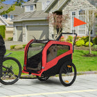 Aosom 2-in-1 Pet Bike Trailer and Stroller with Hitch for Large Dogs - Red-Front and back doors for easy access 