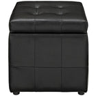 Modway Volt Storage Upholstered Vinyl Ottoman - Black-Wooden Legs
