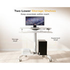 Mount-It! Mobile Sit-Stand Computer Workstation - White-Bonus storage shelves on the bottom for printer and CPU