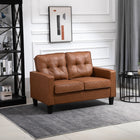 HOMCOM - Canapé double avec coussin rembourré en mousse à ressorts pour bureau à domicile - brun-Idéal pour une utilisation dans divers environnements tels que les salons, chambres, bureaux, salles d'étude et dortoirs 