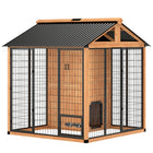 PawHut - Niche pour chien très grande, chenil en bois avec armoire de rangement - jaune-L'espace spacieux offre aux grands chiens suffisamment de place pour jouer librement 

