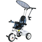 Qaba 6-in-1 Kids Tricycle with Removable Handlebar and Canopy - Blue-6-in-1 versatile design grows with your child for years of use 