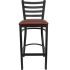 Flash Furniture - Tabouret de restaurant de la série HERCULES en métal noir avec dossier échelle - siège en vinyle bourgogne-Deux barres d'appui courbées