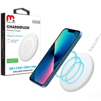 MyBat - Tapis de chargement sans fil Pro 15 watts, Blanc-Compatible avec tous les téléphones et écouteurs à chargement sans fil