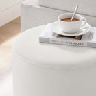 Modway Tilden 16" Round Performance Velvet Upholstered Ottoman - Alabaster/Natural-Non-Marking Foot Glides