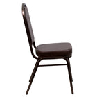 Flash Furniture – Chaise de banquet empilable Hercules à dossier en couronne, vinyle brun avec cadre à veine cuivre-S'empile jusqu'à 15 chaises de hauteur