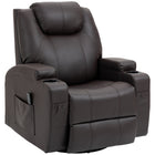 HOMCOM - Fauteuil de massage en cuir PU avec siège pivotant à 360 degrés - brun-8 points de massage par vibration, huit modes, minuterie de 15/30 minutes, contrôlé par télécommande 