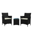 Manhattan Comfort - Ensemble de salon de patio moderne Imperia pour 2 personnes avec table d’appoint - gris et crème - ensemble de 3 pièces-Ensemble de patio moderne 3 pièces avec 2 fauteuils et 1 table d’appoint