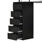 HOMCOM Corner Vanity Desk with Mirror - 43.7" L x 22.1" W x 55.6" H - Black-Colour: Black 