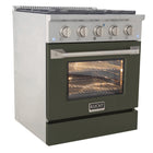 Kucht 30" KNG Series Pro Style Natural Gas Range - Stainless Steel/Olive Green-Interchangeable oven door available in nine colors