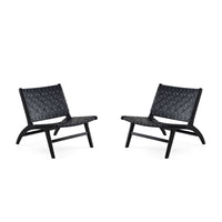 Manhattan Comfort Maintenon 25.79" Industry Chic Faux Leather Upholstered Accent Chair - Black - 2 Pack-Modern - Industry Chic Faux Leather Accent Chair Perfect for Living Room Use. Set of 2