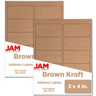 JAM Paper Mailing Address Labels, 2 x 4, Brown Kraft, 2 sets of 120 (4513703g)-Brown kraft