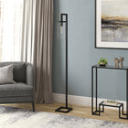 Hudson&Canal - Lampadaire Malva de 171 cm de haut avec abat-jour en verre - Bronze noirci/grainé-Une finition en bronze noirci fabriquée à la main est appliquée sur la base ronde en métal