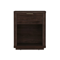 Manhattan Comfort Evelyn 20" Modern 1-Drawer Nightstand - Brown-Modern Nightstand for Bedroom and Living Room Use