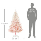 HOMCOM 5' Artificial Christmas Tree - Pink-450 tree tips offer ample space for decorative ornaments 