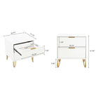 Manhattan Comfort - DUMBO 20,07" Table de nuit moderne à 2 tiroirs - Blanc - Lot de 2-Poignées de tiroir horizontales en métal avec finition dorée