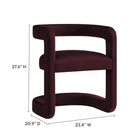 Modway Winslow Performance Velvet Barrel Accent Chair - Mulberry-Barrel Back Design