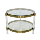 Plata Import Clemensia 23"W Round Side Table  - Gold-The transparent acrylic legs lend an ethereal touch, creating an illusion of floating elegance