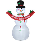 HOMCOM Lit Inflatable Snowman Christmas Yard Decoration-Snowman with merry Christmas banner inflatable brings a cohesive Christmas display together 