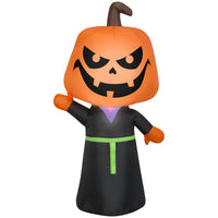 GEMMY Airblown Inflatable Halloween Pumpkin Head Reaper - 42"-Lights up with bright, energy-efficient LED light