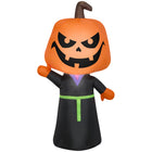 GEMMY - Tête de citrouille gonflable d'Halloween avec faucheuse - 107 cm-S'illumine grâce à une lumière LED brillante et économe en énergie