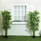 Outsunny 6' Artificial Bamboo Trees in Pot - Green - 2 Pack-Colour: Green 