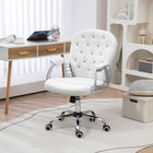 Vinsetto - Chaise d’ordinateur pivotante à 360-degrés - blanc-Dossier capitonné à boutons orné de cristaux décoratifs en plastique pour une touche d’élégance