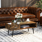 HOMCOM Coffee Table with Storage and Drawer - Rustic Brown-Practical furniture can be used as entrance table, corner table, or sofa table