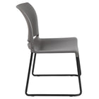 Flash Furniture HERCULES Series Grey Full Back Contoured Stack Chair with Black Powder Coated Sled Base-Black Powder Coated Sled Base Frame